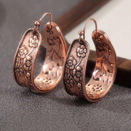 Antique Floral Copper Earrings