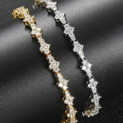 Classic Cluster Tennis Bracelet | White Gold