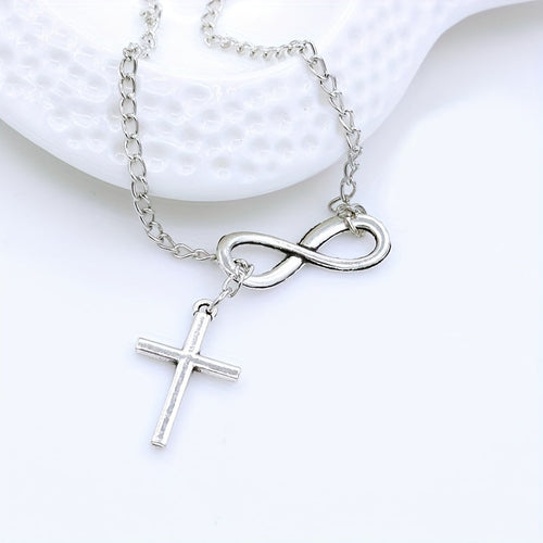 Eternal Cross Pendant Necklace | White Gold