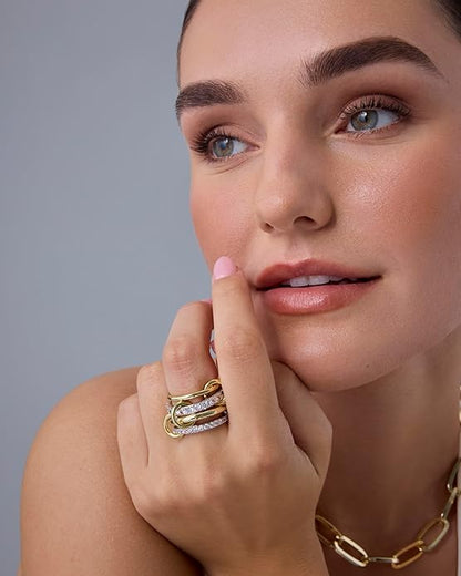 Interlock Stack Rings | Gold