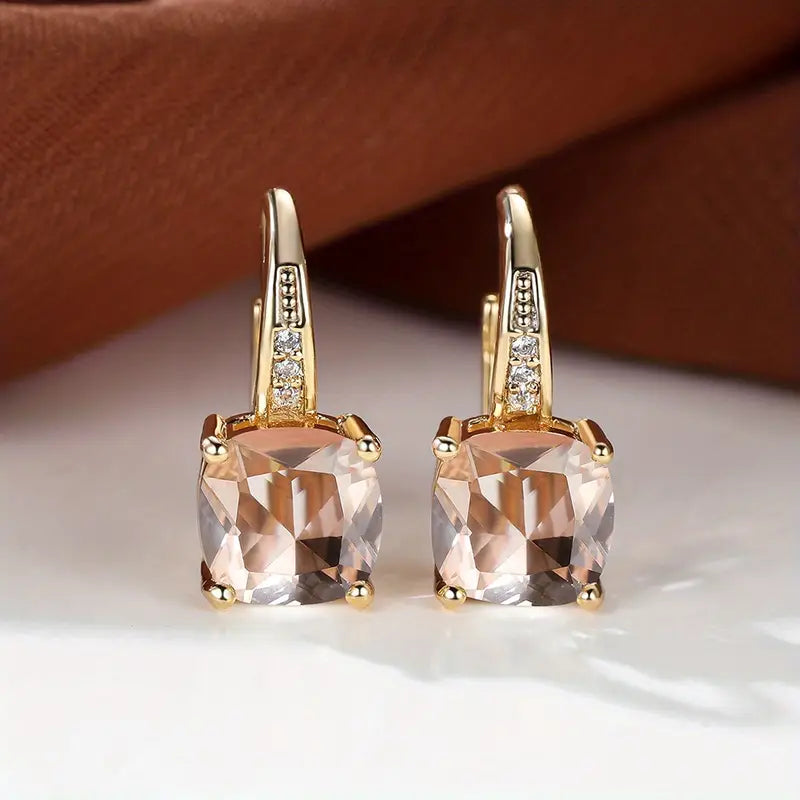 Mystic Sapphire Stone Hoop Earrings | Gold