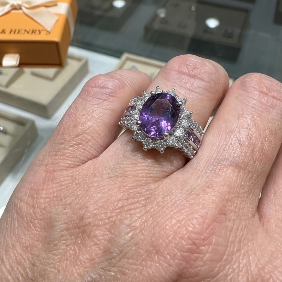 Amethyst Twilight Crown Ring | White Gold