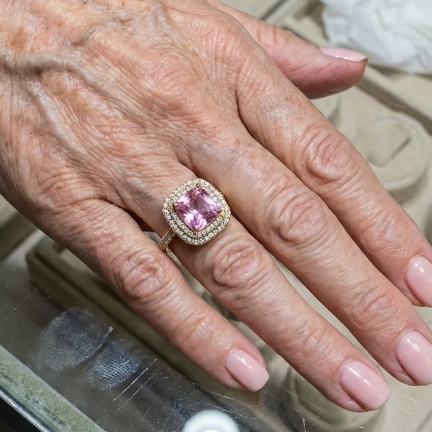Cushion Pink Sapphire Ring | Rose Gold