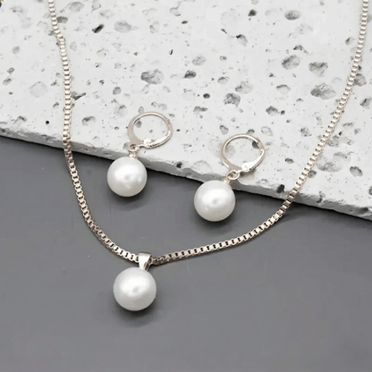Golden Grace Pearl Jewelry Set | White Gold