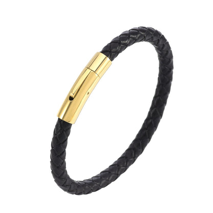 Valor Leather Braid Bracelet | White Gold