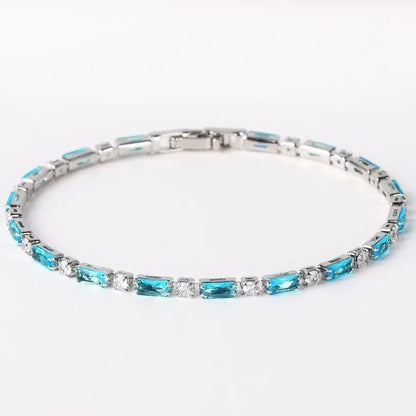Natural Turquoise Stone Bracelet | White Gold