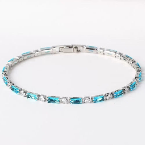 Natural Turquoise Stone Bracelet | White Gold