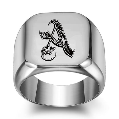 Classic Noble Initial Ring | White Gold