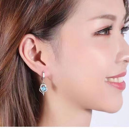 Eclipse Heart Drop Earrings | White Gold