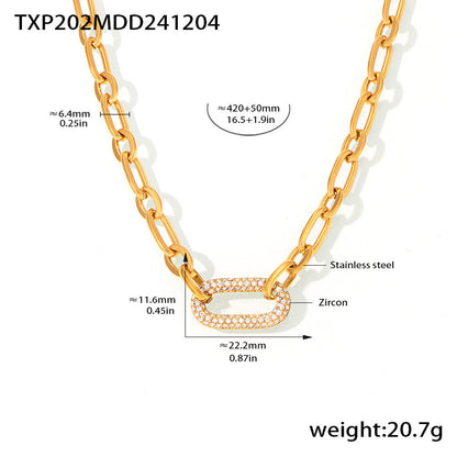 Paved Chunky Chain Link Jewelry Set | Gold