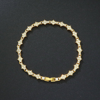 Classic Cluster Tennis Bracelet | White Gold