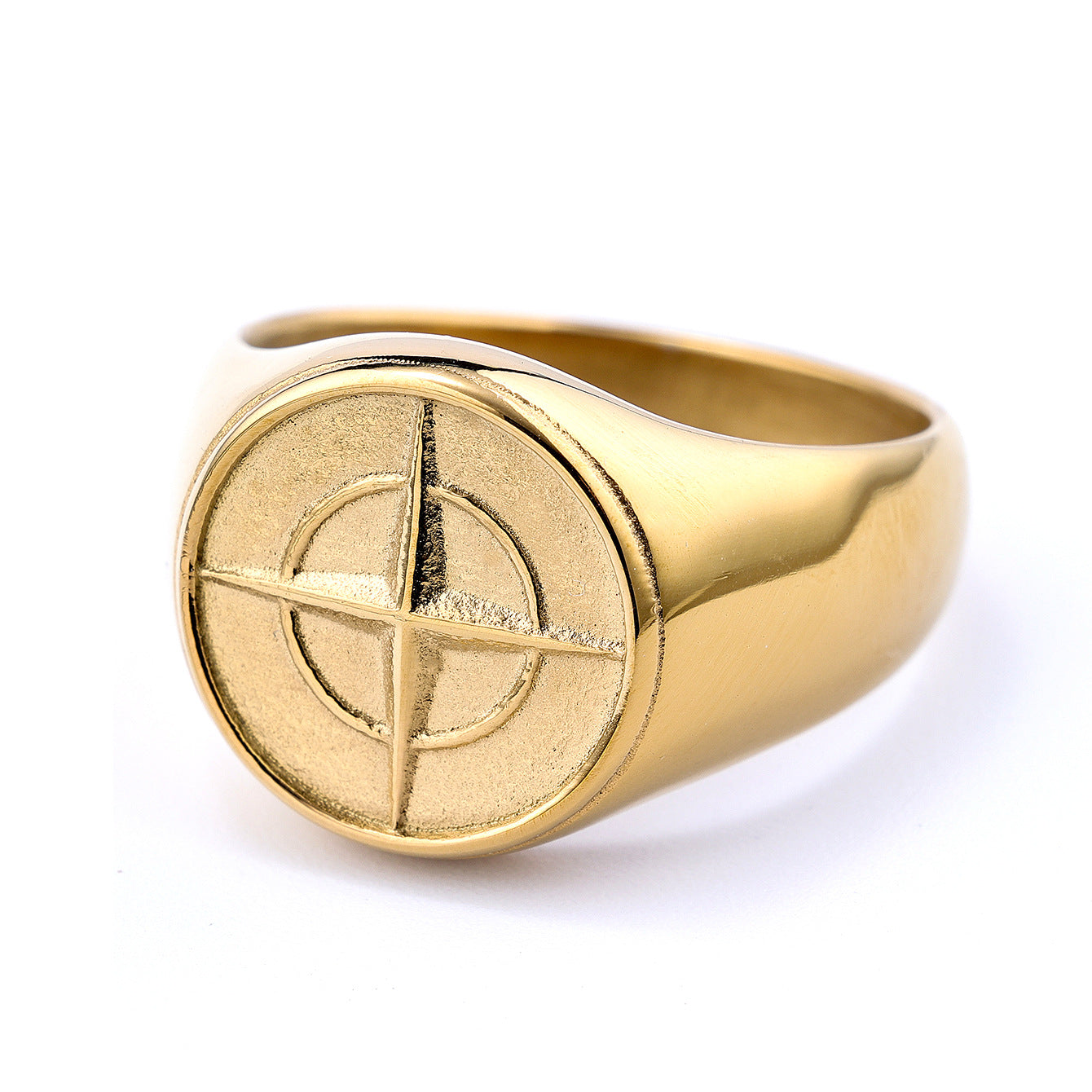 Classic Compass Signet Ring | White Gold