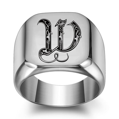 Classic Noble Initial Ring | White Gold