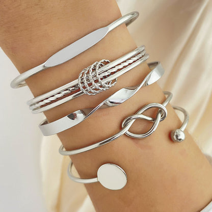 Knotted Elegance Bracelet Set | White Gold