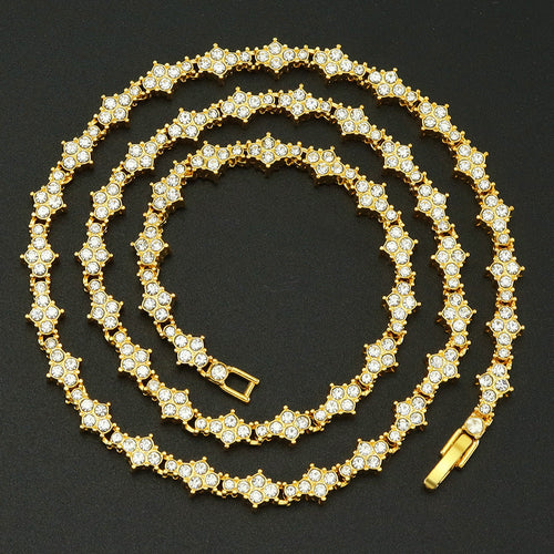 Classic Cluster Tennis Necklace | Gold