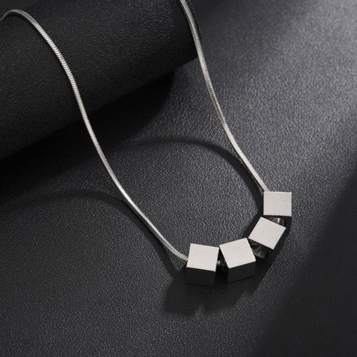 Zaylen Cube Line Necklace | White Gold