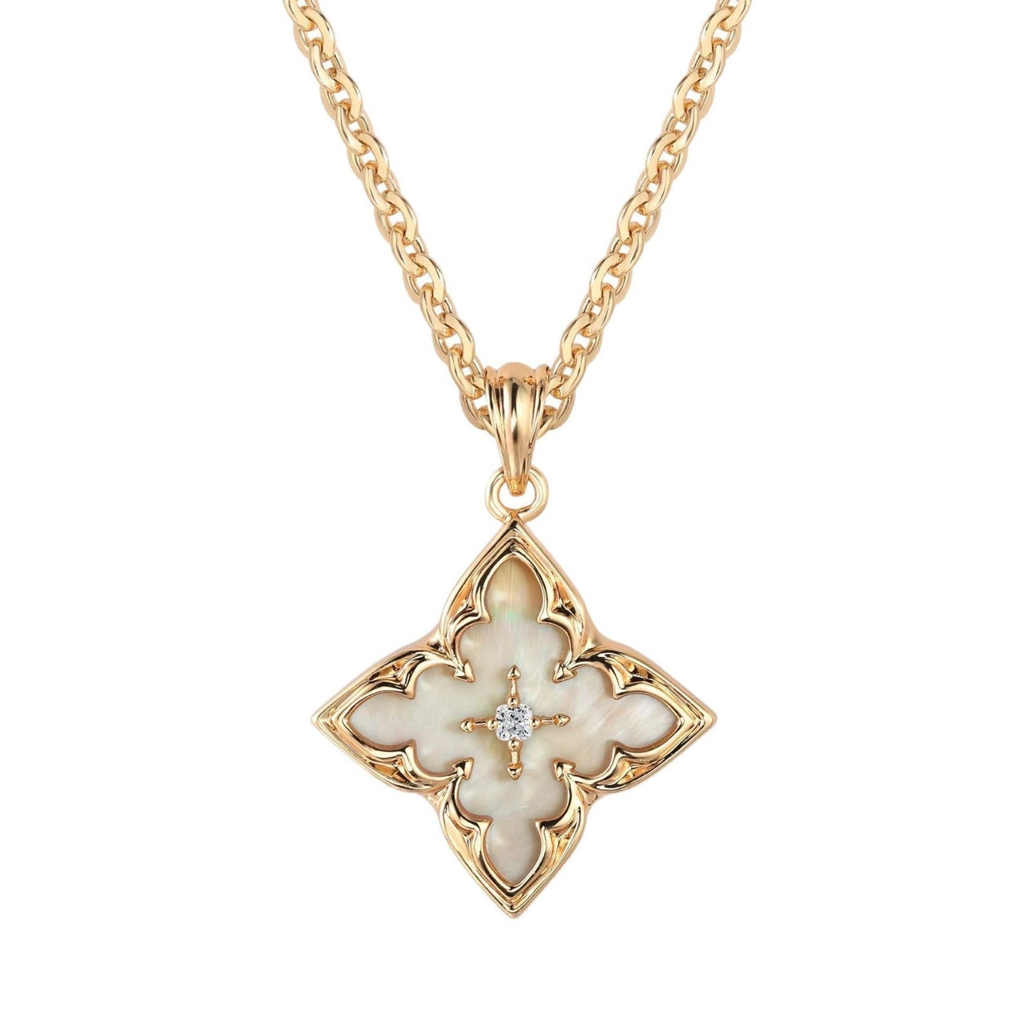 Blue Clover Pendant Necklace | Gold