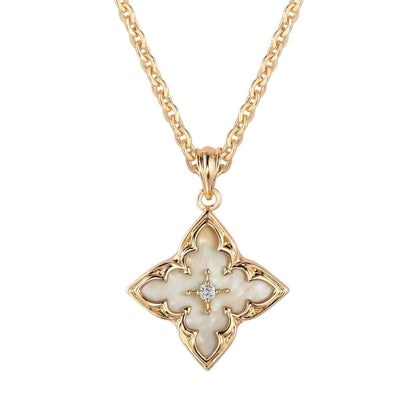 Blue Clover Pendant Necklace | Gold