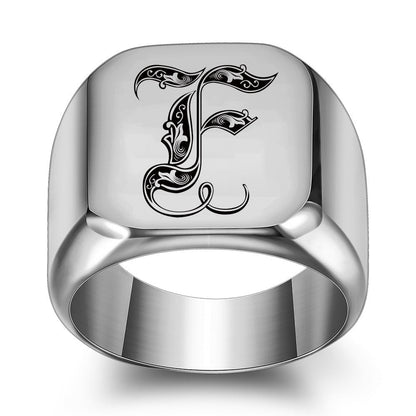 Classic Noble Initial Ring | White Gold