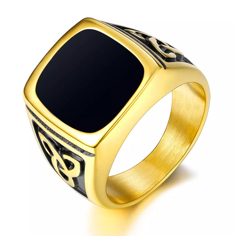 Black Onyx Signet Ring | White Gold