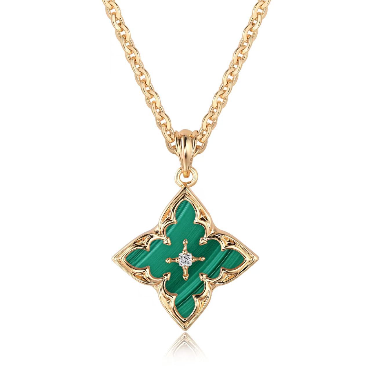 Blue Clover Pendant Necklace | Gold