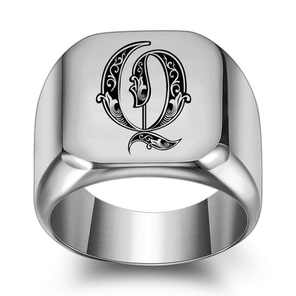 Classic Noble Initial Ring | White Gold