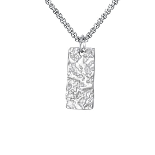 Ziven Hammered Bar Necklace | White Gold