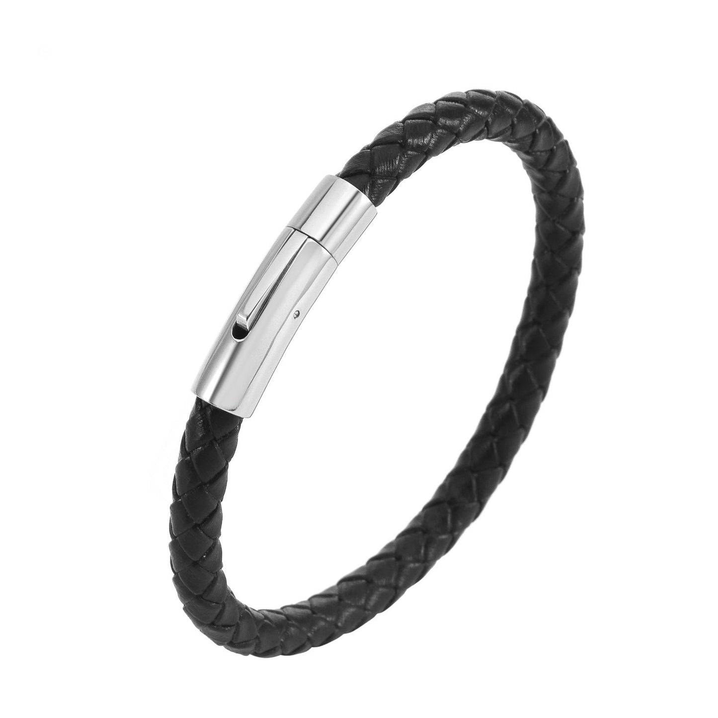 Valor Leather Braid Bracelet | White Gold