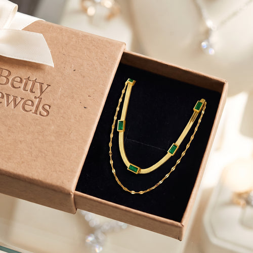 Sorella Gem Double-Layer Retro Necklace | Gold