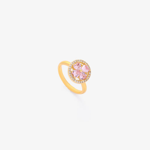 Pink Heart Bloom Spinning Ring | Gold