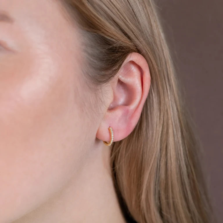Pave Huggie Earrings | Gold