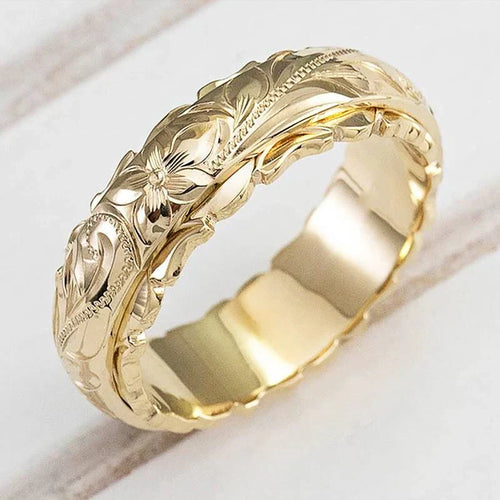 Antique Gold Flower Ring - Gold