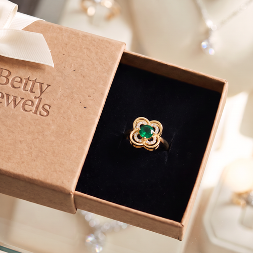 Clover Halo Emerald Spinning Ring | Gold