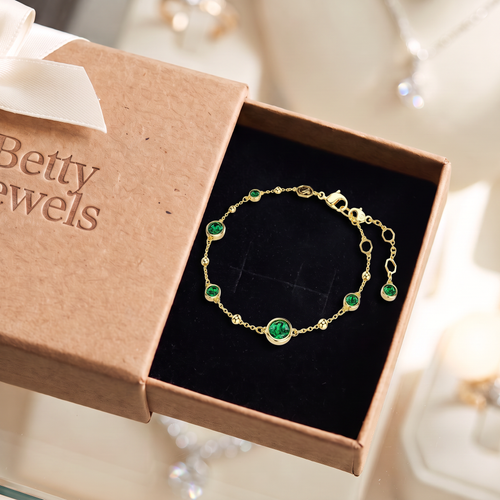 Dainty Emerald Bracelet | Gold
